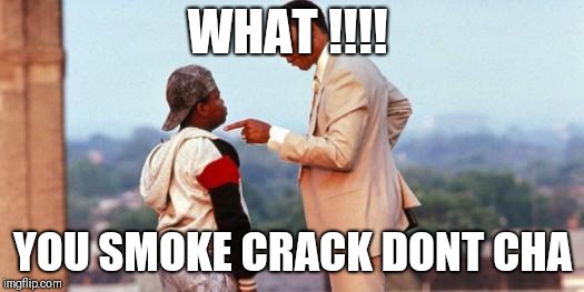 You Smoke Crack Don't you? | WHAT !!!! YOU SMOKE CRACK DONT CHA | image tagged in you smoke crack don't you | made w/ Imgflip meme maker