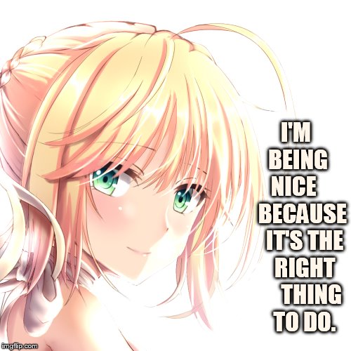 I'M   BEING   NICE     BECAUSE   IT'S THE   RIGHT      THING   TO DO. | made w/ Imgflip meme maker