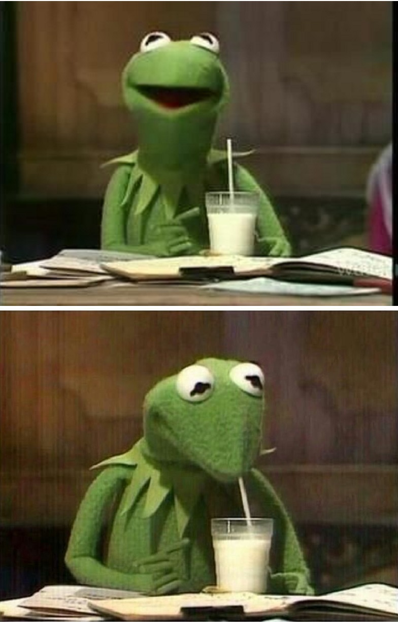 Kermit drinking milk Blank Meme Template