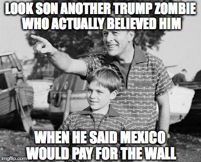 Look Son | LOOK SON ANOTHER TRUMP ZOMBIE WHO ACTUALLY BELIEVED HIM; WHEN HE SAID MEXICO WOULD PAY FOR THE WALL | image tagged in memes,look son | made w/ Imgflip meme maker