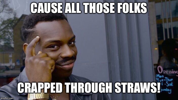 Roll Safe Think About It Meme | CAUSE ALL THOSE FOLKS CRAPPED THROUGH STRAWS! | image tagged in memes,roll safe think about it | made w/ Imgflip meme maker