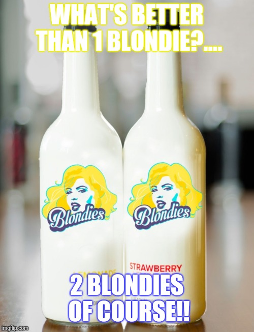 What's better than 1 blondie.... 2 of course!! | WHAT'S BETTER THAN 1 BLONDIE?.... 2 BLONDIES OF COURSE!! | image tagged in what's better than 1 blondie 2 of course | made w/ Imgflip meme maker