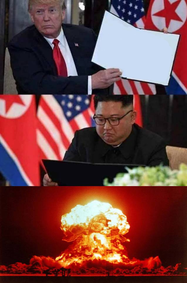 Trump Kim explosion Blank Meme Template
