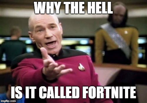 Picard Wtf Meme | WHY THE HELL IS IT CALLED FORTNITE | image tagged in memes,picard wtf | made w/ Imgflip meme maker