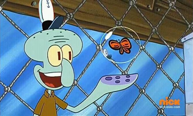 High Quality squidward butterfly Blank Meme Template