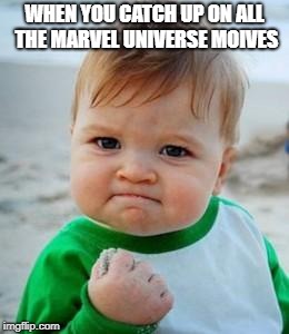 Awesome Kid | WHEN YOU CATCH UP ON ALL THE MARVEL UNIVERSE MOIVES | image tagged in awesome kid | made w/ Imgflip meme maker