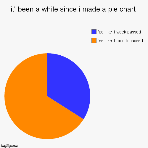 it' been a while since i made a pie chart | feel like 1 month passed, feel like 1 week passed | image tagged in funny,pie charts | made w/ Imgflip chart maker