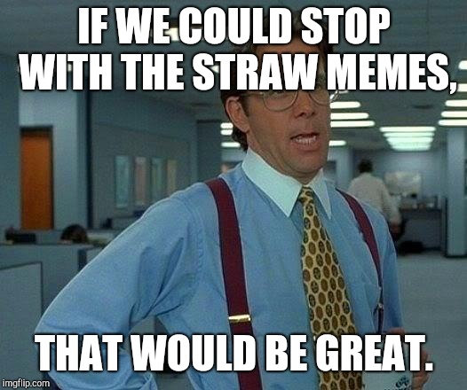 Another damn straw meme |  IF WE COULD STOP WITH THE STRAW MEMES, THAT WOULD BE GREAT. | image tagged in memes,that would be great,plastic straws,straws,stop | made w/ Imgflip meme maker