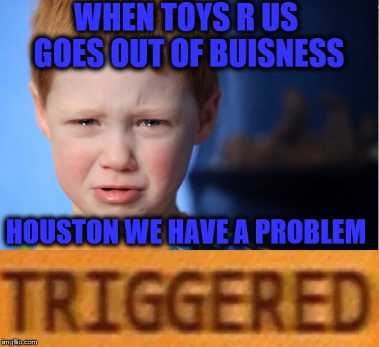 toys "r" us meme | WHEN TOYS R US GOES OUT OF BUISNESS; HOUSTON WE HAVE A PROBLEM | image tagged in funny meme | made w/ Imgflip meme maker