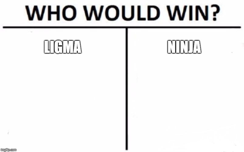 ligma vs ninja | LIGMA; NINJA | image tagged in memes,who would win | made w/ Imgflip meme maker