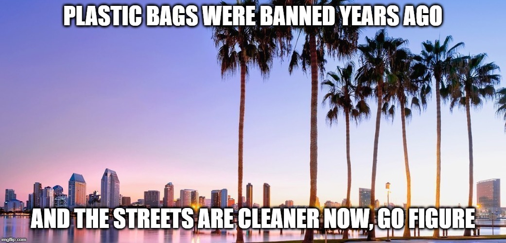PLASTIC BAGS WERE BANNED YEARS AGO AND THE STREETS ARE CLEANER NOW, GO FIGURE | made w/ Imgflip meme maker