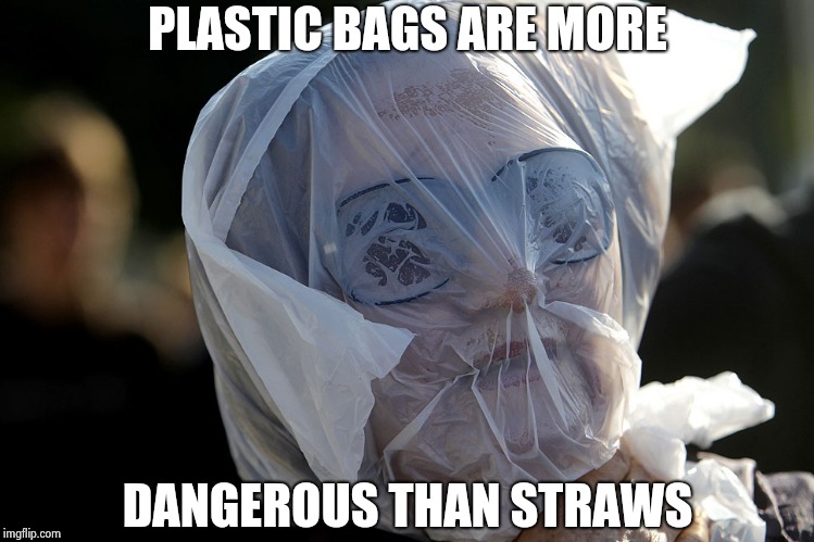 Plastic Bag Challenge | PLASTIC BAGS ARE MORE DANGEROUS THAN STRAWS | image tagged in plastic bag challenge | made w/ Imgflip meme maker
