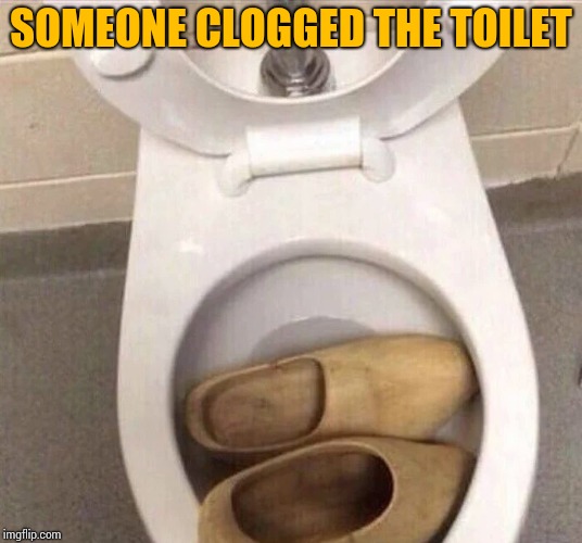 This is the last time I let the Dutch stay at my house | SOMEONE CLOGGED THE TOILET | image tagged in toilet,clogged,clog,pipe_picasso | made w/ Imgflip meme maker