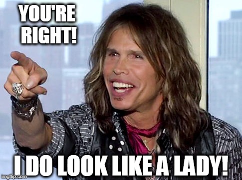 Dude Looks Like a Lady | YOU'RE RIGHT! I DO LOOK LIKE A LADY! | image tagged in vince vance,steven tyler,aerosmith,liv tyler,it's only rock and roll,comfortable in your own skin | made w/ Imgflip meme maker