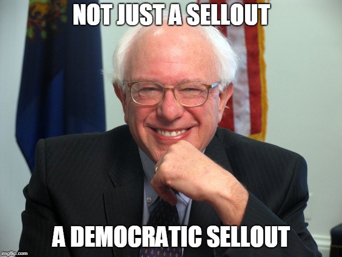 Vote Bernie Sanders | NOT JUST A SELLOUT; A DEMOCRATIC SELLOUT | image tagged in vote bernie sanders | made w/ Imgflip meme maker