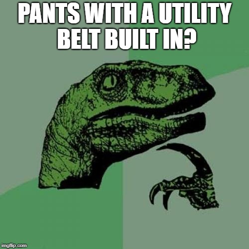 Philosoraptor Meme | PANTS WITH A UTILITY BELT BUILT IN? | image tagged in memes,philosoraptor | made w/ Imgflip meme maker