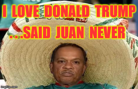 Juan Williams | I  LOVE  DONALD  TRUMP; . . .SAID  JUAN  NEVER | image tagged in juan,juan mexican man,memes,donald trump | made w/ Imgflip meme maker
