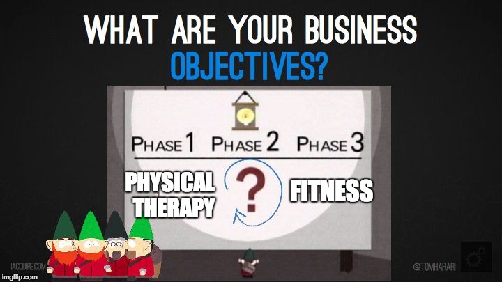Underpants Gnomes | FITNESS; PHYSICAL 
THERAPY | image tagged in underpants gnomes | made w/ Imgflip meme maker