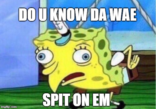 Mocking Spongebob Meme | DO U KNOW DA WAE; SPIT ON EM | image tagged in memes,mocking spongebob | made w/ Imgflip meme maker