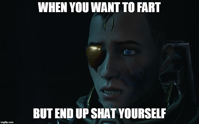 Never trust farts | WHEN YOU WANT TO FART; BUT END UP SHAT YOURSELF | image tagged in warframe | made w/ Imgflip meme maker