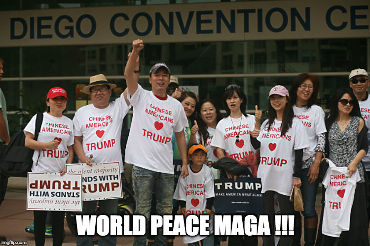 Asian Americans For Trump | WORLD PEACE MAGA !!! | image tagged in asian americans for trump | made w/ Imgflip meme maker