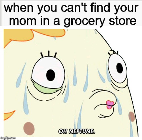 when you can't find your mom in a grocery store | image tagged in oh neptune | made w/ Imgflip meme maker