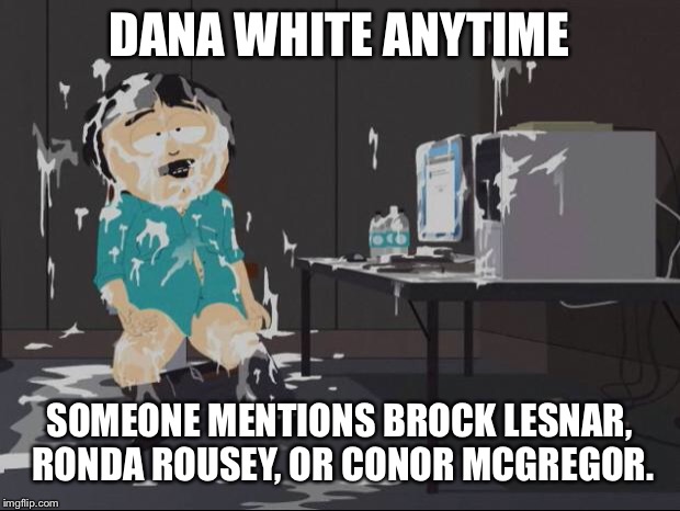 Randy Marsh computer | DANA WHITE ANYTIME; SOMEONE MENTIONS BROCK LESNAR, RONDA ROUSEY, OR CONOR MCGREGOR. | image tagged in randy marsh computer | made w/ Imgflip meme maker