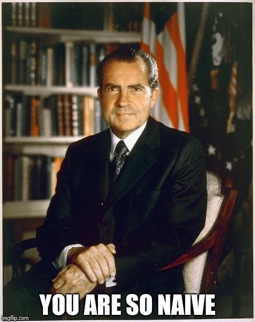 Richard Nixon | YOU ARE SO NAIVE | image tagged in richard nixon | made w/ Imgflip meme maker