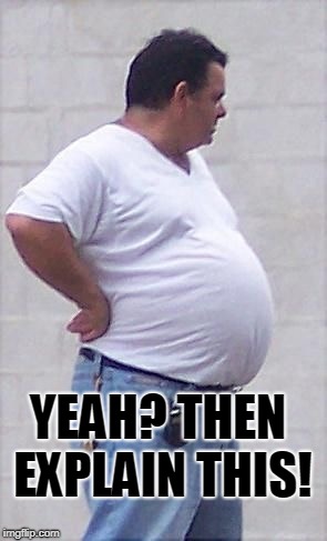 Beer gut | YEAH? THEN EXPLAIN THIS! | image tagged in beer gut | made w/ Imgflip meme maker