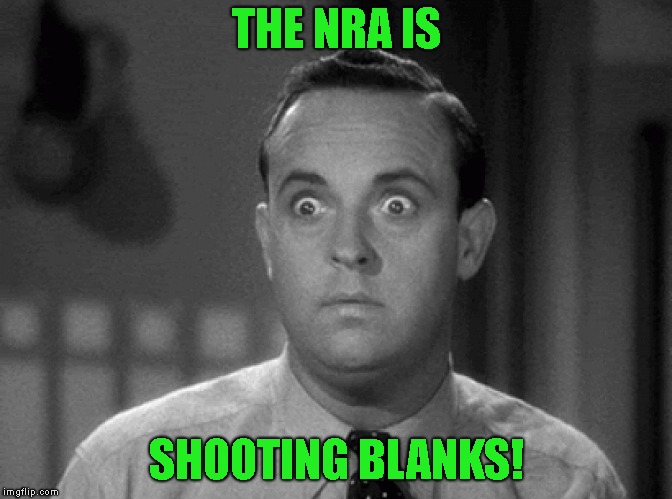 shocked face | THE NRA IS SHOOTING BLANKS! | image tagged in shocked face | made w/ Imgflip meme maker