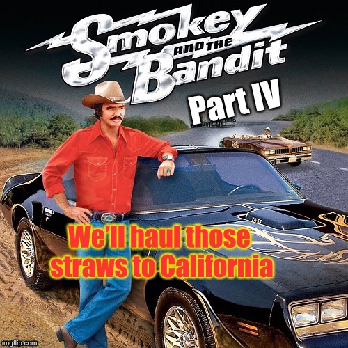 This sequel just writes itself | . | image tagged in memes,smokey and the bandit,part 4,hauling straws,cali health inspecters,funny memes | made w/ Imgflip meme maker