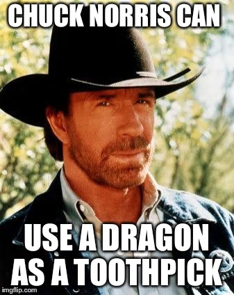 Chuck Norris Meme | CHUCK NORRIS CAN; USE A DRAGON AS A TOOTHPICK | image tagged in memes,chuck norris,dragon,toothpick | made w/ Imgflip meme maker