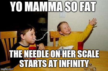 Yo Momma So Fat | YO MAMMA SO FAT; THE NEEDLE ON HER SCALE STARTS AT INFINITY | image tagged in yo momma so fat | made w/ Imgflip meme maker