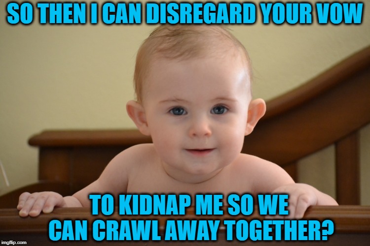 SO THEN I CAN DISREGARD YOUR VOW TO KIDNAP ME SO WE CAN CRAWL AWAY TOGETHER? | made w/ Imgflip meme maker