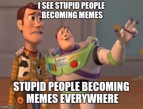 X, X Everywhere | I SEE STUPID PEOPLE BECOMING MEMES; STUPID PEOPLE BECOMING MEMES EVERYWHERE | image tagged in memes,x x everywhere | made w/ Imgflip meme maker