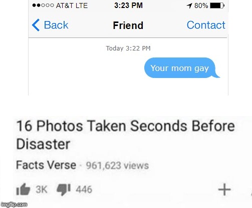 16 Photos Taken Seconds Before Disaster | image tagged in memes,your mom gay | made w/ Imgflip meme maker