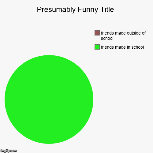 friends made in school, friends made outside of school | image tagged in funny,pie charts | made w/ Imgflip chart maker