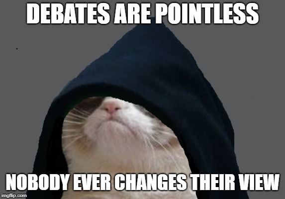 DEBATES ARE POINTLESS NOBODY EVER CHANGES THEIR VIEW | made w/ Imgflip meme maker