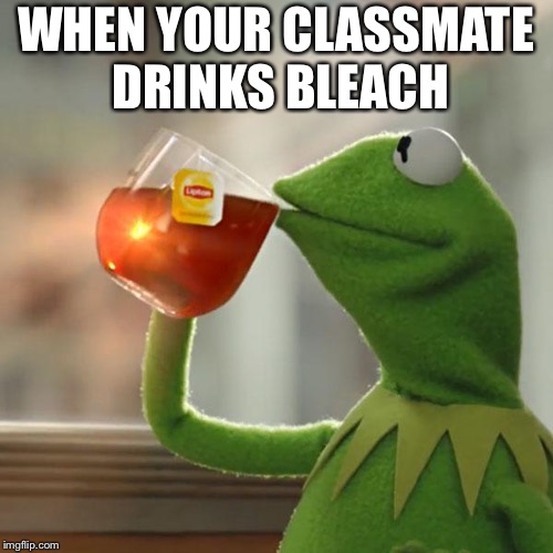 But That's None Of My Business Meme | WHEN YOUR CLASSMATE DRINKS BLEACH | image tagged in memes,but thats none of my business,kermit the frog | made w/ Imgflip meme maker