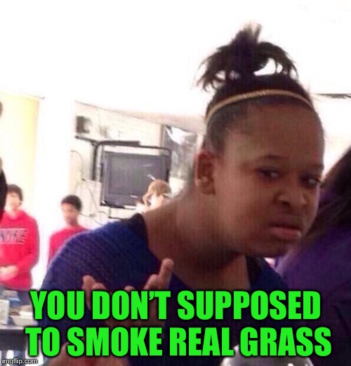 Black Girl Wat Meme | YOU DON’T SUPPOSED TO SMOKE REAL GRASS | image tagged in memes,black girl wat | made w/ Imgflip meme maker