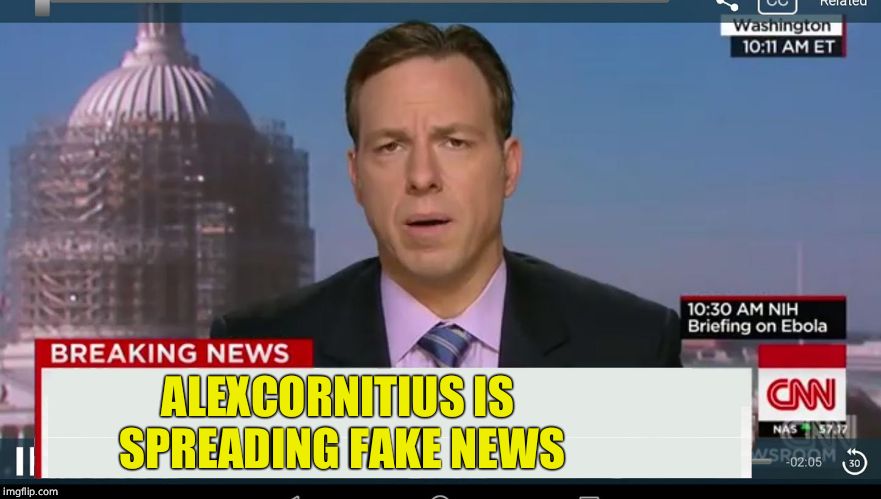 cnn breaking news template | ALEXCORNITIUS IS SPREADING FAKE NEWS | image tagged in cnn breaking news template | made w/ Imgflip meme maker