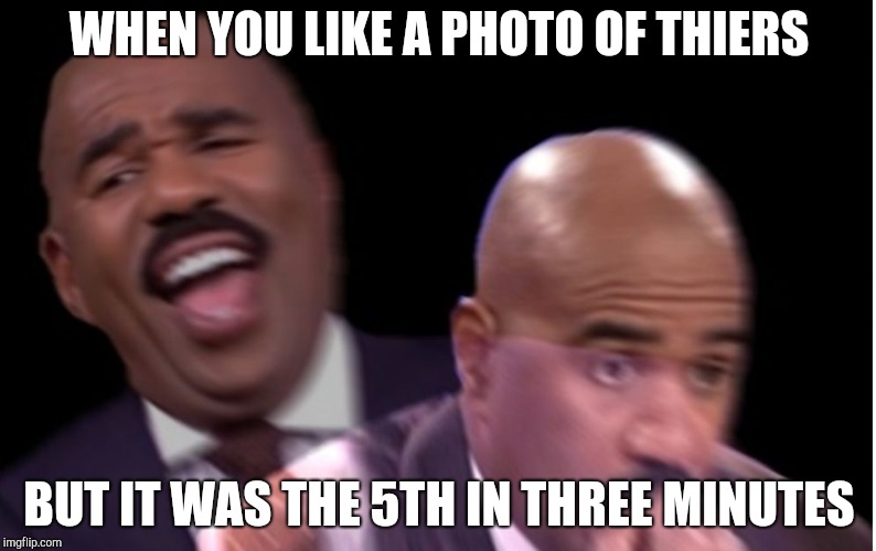 instant regret | WHEN YOU LIKE A PHOTO OF THIERS; BUT IT WAS THE 5TH IN THREE MINUTES | image tagged in instant regret | made w/ Imgflip meme maker