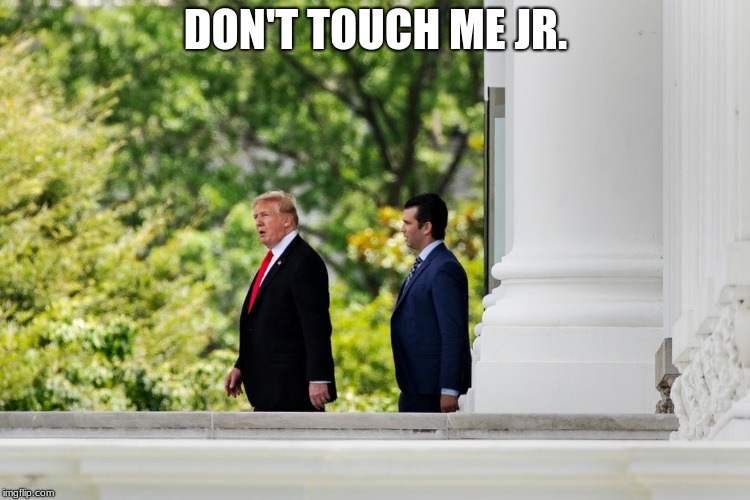 Hands Off | DON'T TOUCH ME JR. | image tagged in trump,trump russia collusion | made w/ Imgflip meme maker