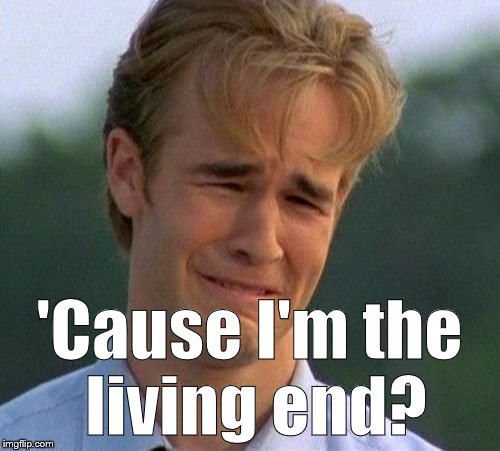 1990s First World Problems Meme | 'Cause I'm the living end? | image tagged in memes,1990s first world problems | made w/ Imgflip meme maker