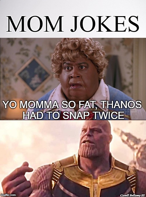 image tagged in thanos snap fat mom jokes | made w/ Imgflip meme maker