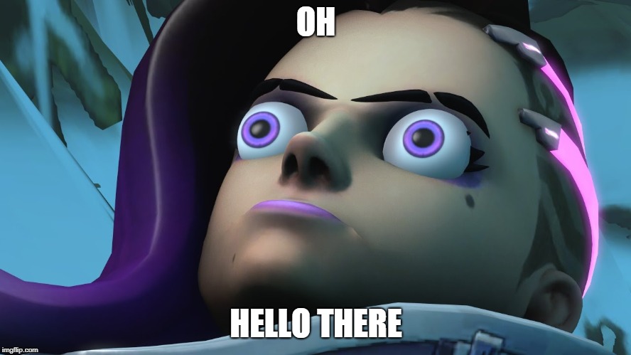 Sombra meme | OH; HELLO THERE | image tagged in why hello there | made w/ Imgflip meme maker