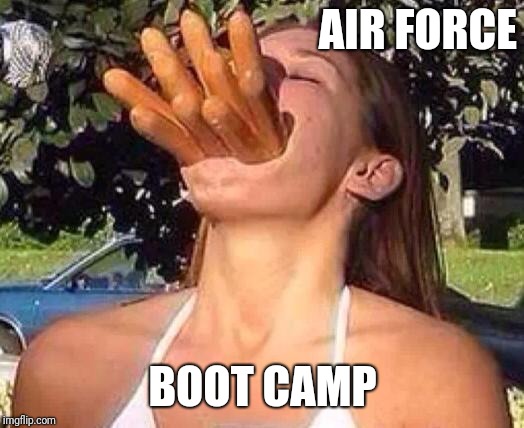 Air force | AIR FORCE; BOOT CAMP | image tagged in hot dog girl,air force | made w/ Imgflip meme maker