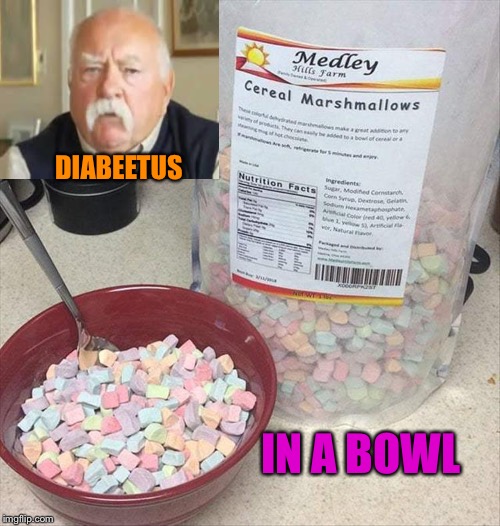 I can feel my teeth decaying | DIABEETUS; IN A BOWL | image tagged in diabeetus,marshmallows,memes,funny | made w/ Imgflip meme maker