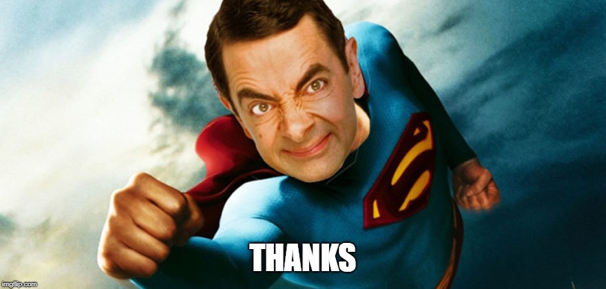 bean | THANKS | image tagged in bean | made w/ Imgflip meme maker