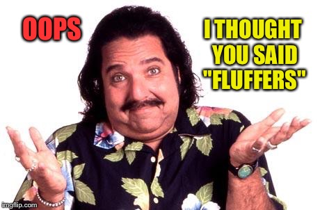 Ron Jeremy | OOPS I THOUGHT YOU SAID "FLUFFERS" | image tagged in ron jeremy | made w/ Imgflip meme maker